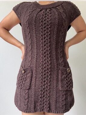 Cato Chunky Cable Knit Sweater - Brown